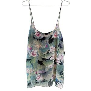 SHOW ME YOUR MUMU Stella Sheer Lotus Flower Tank Top NWT • M • blue, green, pink